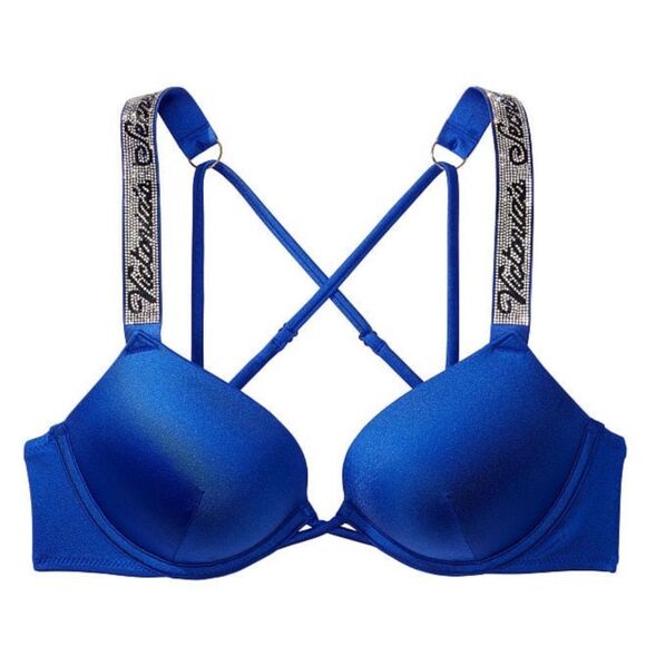 Victorias Secret Swim Bombshell Shine Strap Add-2-Cups Push Up Bikini top 34D - Picture 1 of 5